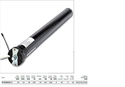 MT45B020C-2 Motore tubolare d45 20Nm 15giri