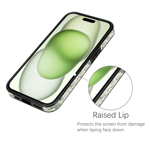 Obbii for iPhone 13/14/15 6.1 inch Case with Card Holder Soft Cute Leather Wallet Case Protective Shockproof Hard Cover for Women Girls (Green Floral Flowers) by Obbii - Used condition - Image 4