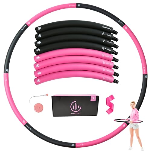 Weighted Fitness Hoop for Adults Beginners, 2lb Hula Hoop for Fun Exercise, 8 Detachable Sections