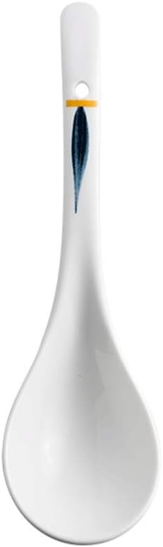 Spoon Table Spoons Ceramic Long Handle Hook Soup Spoon Japanese Style Kitchen Utensil Spoon Cooking Spoon Pasta Spoon Four-Piece Spoons for Home, Kitchen Or Restaurant (C)