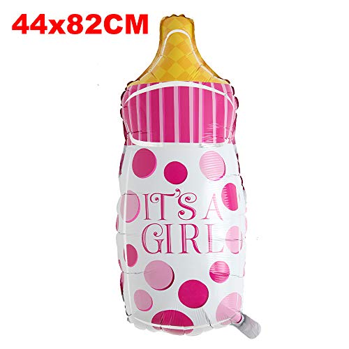 Large Baby Shower Boys Girls Holiday Decorations Foil Balloons Stroller Helium Balls Birthday Party Supplies Air Decor (Spot Milk Bottle Pink) #TOP3