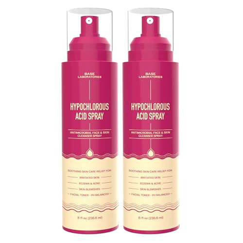 BASE LABORATORIES Spray De Ácido Hipocloroso Para La Piel Y Cara | Para El Cuidado De Piel, Cuidado De Heridas, Eccema, Acné Y Limpiador Facial | Cuidado Posterior De Tatuajes Y Perforaciones | 480ml