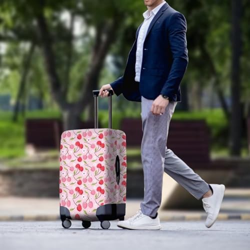Uasibuni Cute Cherry Pattern Luggage Cover for Women & Girls Travel Luggage Protector Suitcase Cover Pink3
