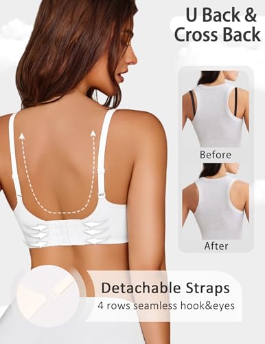 Image of Avidlove Bras for Women No Underwire Seamless Push Up Bra Wireless Soft Bralettes Scalloped Full Coverage Everyday Bra