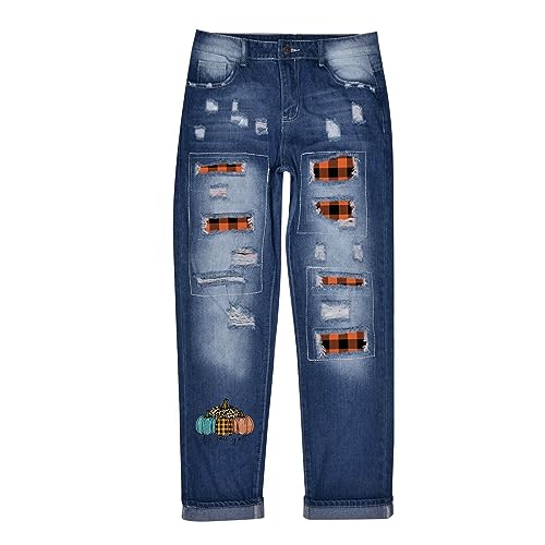 Jean large citrouille rose confort pour look Halloween