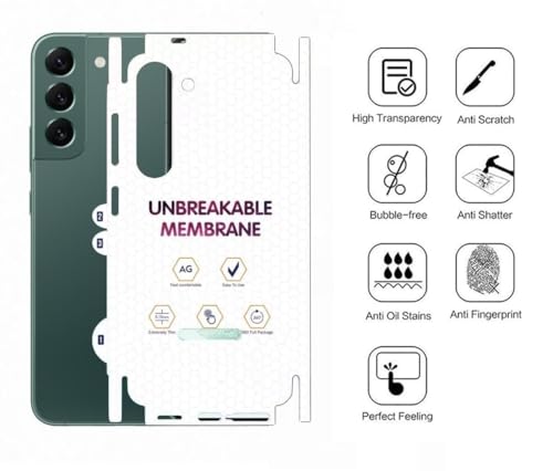 Image of MACLEN Matte Finish Full Body Cover Back Protector Compatible with Samsung Galaxy S22 5G | Unbreakable Membrane Scratch Guard Full Fit Protective, Case Friendly, (Back & Side) (Pack of 1)