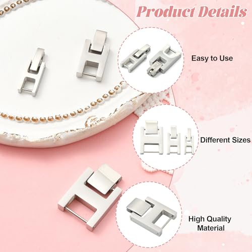 Gythara 3 pcs 3 Styles Rectangle Brass Watch Band Clasps Foldover Extender Closure Deployment Replacement Clasps for DIY Watch Straps Necklace Bracelet Jewelry Findings - 24×15.5mm by Gythara - Image 3