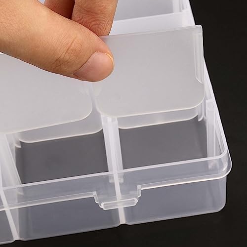 Image of JAPCHET 6 Pack 36 Grids Plastic Storage Box, 2 Colors Bead Storage Box with Adjustable Dividers Plastic Bead Organizer Box for Beads, Buttons and Earrings, Pink and Clear