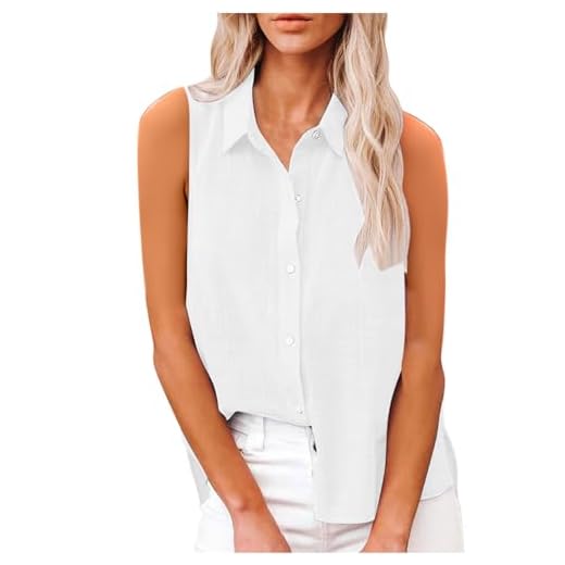Offres Tendance Chemise Femme Coton et Lin Chemisier Col en V Bouton sans Manches Tops Chemisiers et Blouses Femmes Chic Elegant Respirant T-Shirts Grande Taille Pas Cher Coton Lin Tunique Blouse