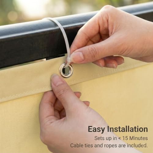 Brise vue balcon imperméable et anti-UV résistant au vent avec oeillets - 6