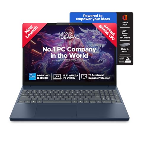 Image of Lenovo IdeaPad Slim 3 13th Gen Intel Core i5-13420H 15.3 inch (38.8cm) WUXGA IPS Laptop (16GB RAM /512GB SSD /Windows 11 /Office 2024 /Top Metal Cover /Backlit KB /Cosmic Blue /1.6Kg), 83K1016PIN