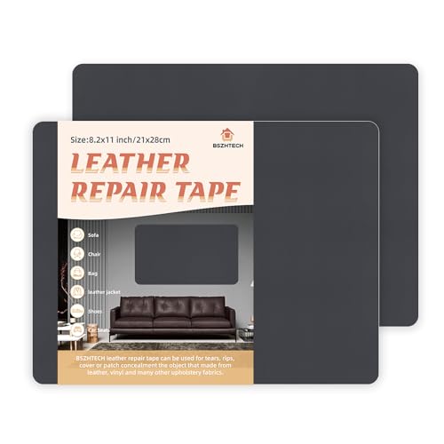 BSZHTECH Self Adhesive Leather Repair Patch Tape for Couch Sofa Dark Grey