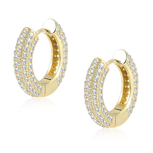 ALEXCRAFT Orecchini Cerchio Oro Brillantini Orecchini Uomo Cerchio Diamante Orecchini