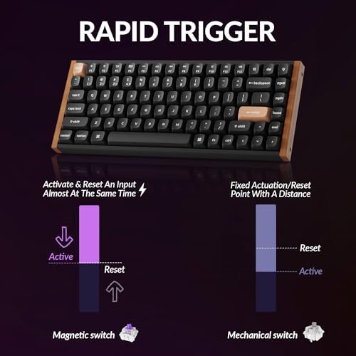 Keychron K2 HE Pro Gaming Keyboard - 75% Hall Effect Rapid Trigger Wireless 2.4 GHz Bluetooth 5.2, Magnetic Linear Switches, Hot-Swappable, PBT Keycaps/Wood Design, RGB - Mac/Windows (Aluminum) - 4
