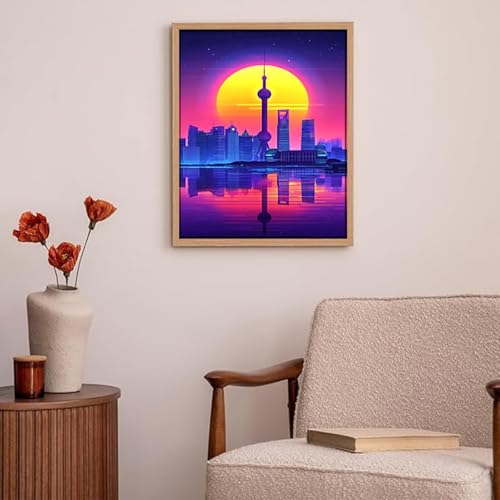Peinture Diamant Point de Croix Kit Paysage avec Strass 5D