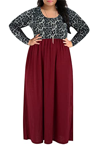 Image of Nemidor Women Plus Size Casual Maxi Dress Long Fall Pockets