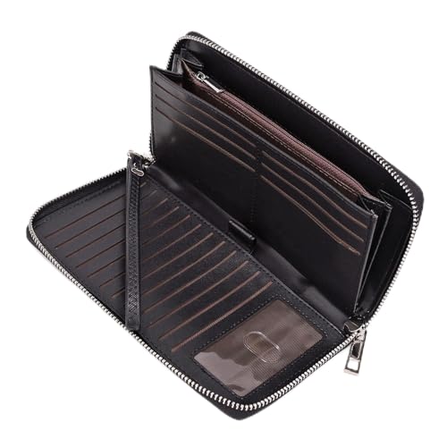 UTO Women Wallet Leather Zip Around Card Holder Checkbook Passport Organizer Ladies Travel Clutch with Wristlet