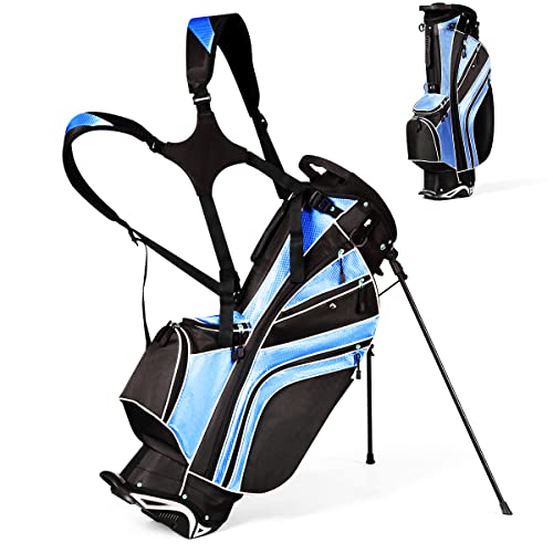 Renatone Golf Stand Bag, Lightweight Organized Golf Bag w/ 6 Way Dividers, 7 Pockets & Padded Dual Straps, Easy to Carry Golf Club Bag for Men & Woman (Blue)