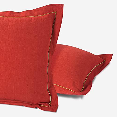 Image of Swayam Set of 2 Floral Print Cotton Red Cushion Cover | 24 x 24 Inch | Soft Breathable Fabric with Hidden Zipper | Decorative & Stylish Cushion Covers for Sofa, Living Room, Bedroom & Couch