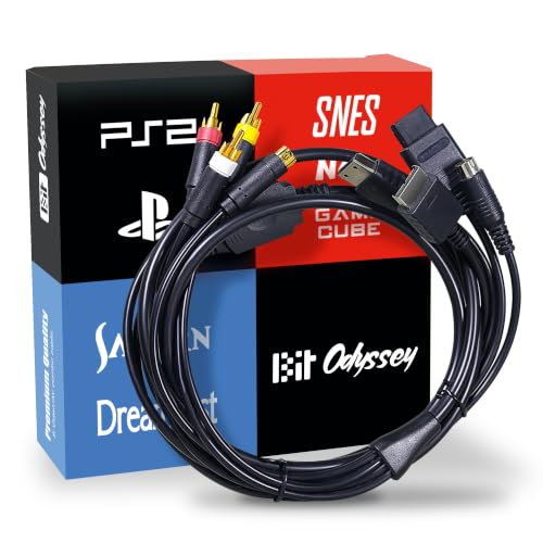 B.Brown Premium S-Video AV Combo Cable, 6 ft, for SNES-N64-GameCube. PS1-2, Saturn-Dreamcast, Enhanced Video for Retro Gaming