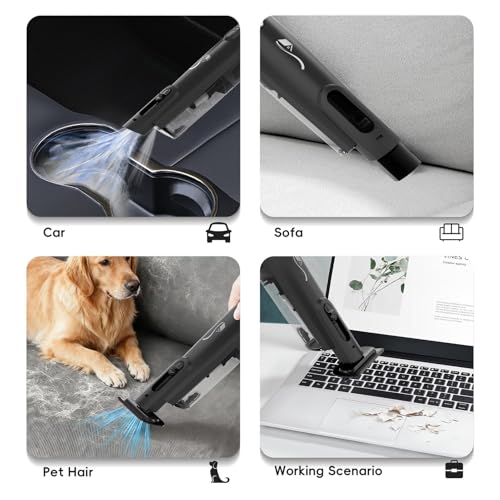 Image of Cordless Handheld Vacuum, Lightweight Portable Hand Vacuum Cleaner with LED Light,Rechargeable Hand Held Vacuum with One-Touch Empty, Powerful Suction for Office, Home,Car, Charcoal