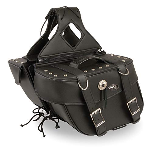 Image of Milwaukee Leather Studded Throw-Over Motorcycle Saddlebags - Synthetic Leather - Universal Fit - Zip-Off - Large
