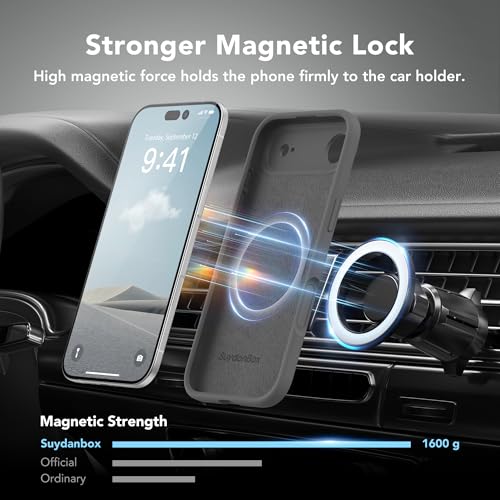 Image of Magnetic for iPhone Air Case, Compatible with MagSafe, [Full Camera Protection][Screen Protector] Silicone Shockproof Protective Phone Case for iPhone 17 Air 6.5 inch, Dark Gray