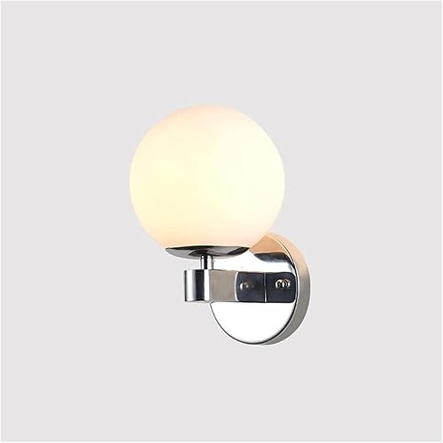 Lámpara de pared con forma de globo, lámpara de pared de vidrio blanco, lámparas montadas en la pared de mediados de siglo E27, luces de cabecero de