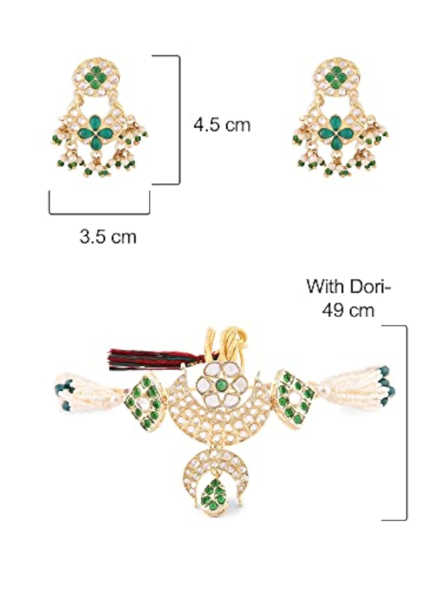 Kundan & Choker Necklace Earring & Ring Set for Women, Bridal