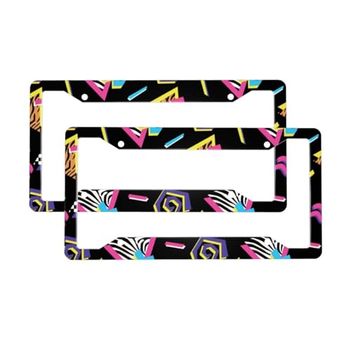 80s 90s 4-Hole License Plate Holder Set | Aluminum Car Parts with Safety Installation Kit | Truck SUV、 Car