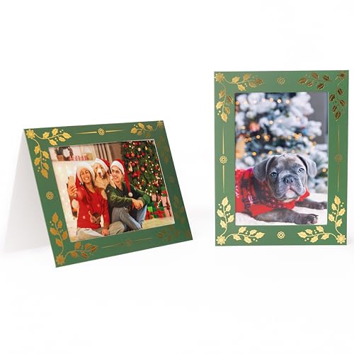 Christmas Photo Frame Cards with Envelopes Pack of 6 | Fits 6x4 Photos | Personalised Festive Greeting Cards | Landscape or Portrait | Blank Inside | Card Stock
