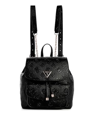 GUESS Damen Cresidia Small Flap Rucksack, Schwarz, One Size