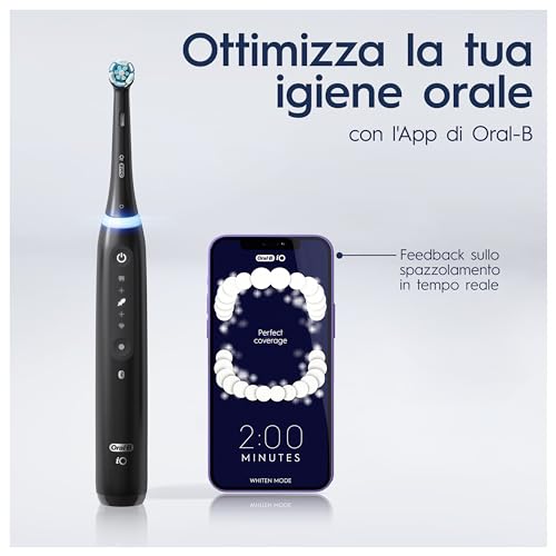 Oral-B Spazzolino Elettrico Ricaricabile Io 5 Nero, 1 Spazzolino Elettrico Oral B, 3 Testine Di Ricambio, Custodia Da Viaggio, Pulizia Denti Efficace - 8