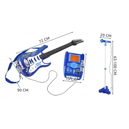 SILUK Guitarra eléctrica + amplificador + micrófono con soporte Set para niños (azul)
