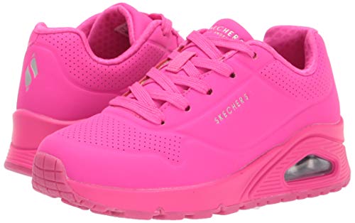Skechers Girls Uno - Night Shades Sneaker, Hot Pink, 4 Big Kid Us #TOP6