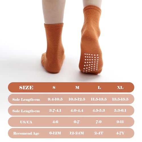 Image of JAKIDAR 12 Pack Baby Socks Cotton Crew Toddler Socks Grips Non Slip Bottom Kids Socks