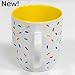 Daffodil Yellow Cute Coffee Mug with Rainbow Sprinkles | Birthday Cake Coffee Cup Gift | Large White Ceramic Cup | Ice cream and Dunkin Donuts Coffee Mugs