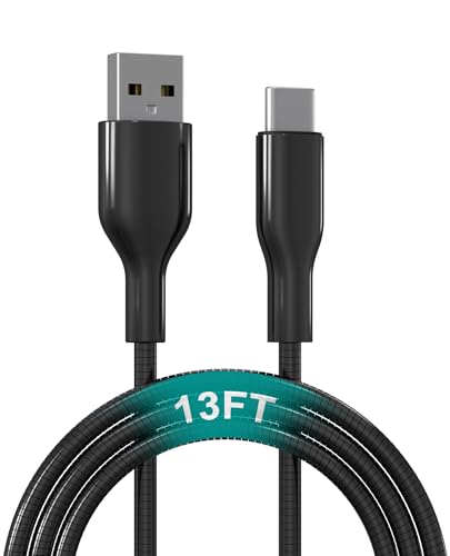 Pubiohs 4m Metallgeflecht USB-A auf USB-C Kabel [Knabbersicher] - Tierproof Katze Hund für iPhone 15/16/17/Android Telefone - Langlebiges Schnellade & Datenkabel für Sofa Bett Wohnzimmer