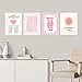 Hwetui Preppy Pink Aura posters Daily Affirmations Wall Art Trendy Y2K Canvas Prints Cute Lucky You Painting Retro Aesthetic Room Decor Picture for College Dorm Bedroom 12x16Inch Set of 4 Unframed