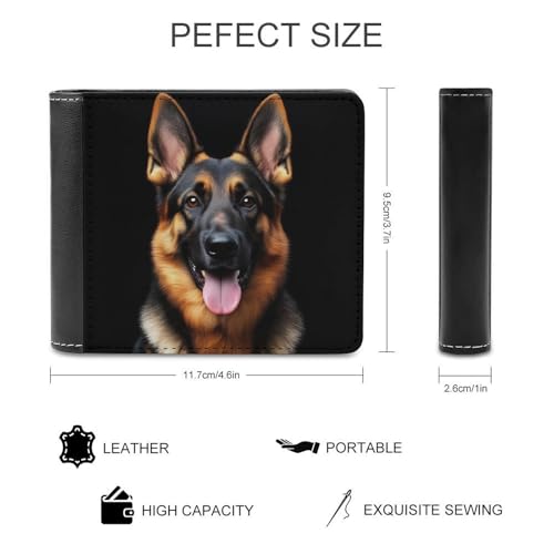 Pu Leather Mini Wallet for Men,Waterproof Slim Credit Card Holder Purse German Shepherd Bifold Wallet with Multiple Card Slots2