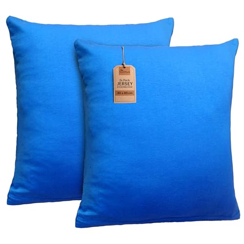 NatureMark 2er Set Jersey Kissenbezüge – Elastisch, weich, atmungsaktiv und hautfreundlich – Waschbare Kissenhülle - 40x40 - Royal Blau NatureMark 2er Set Jersey Kissenbezüge – Elastisch, weich, atmungsaktiv und hautfreundlich – Waschbare Kissenhülle - 40x40 - Royal Blau