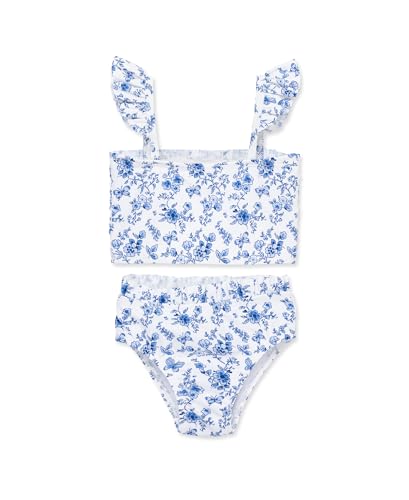 Little Me Clothes for Baby Girls' Blue Floral Swimsuit, Blue/Bright White, 12 Months