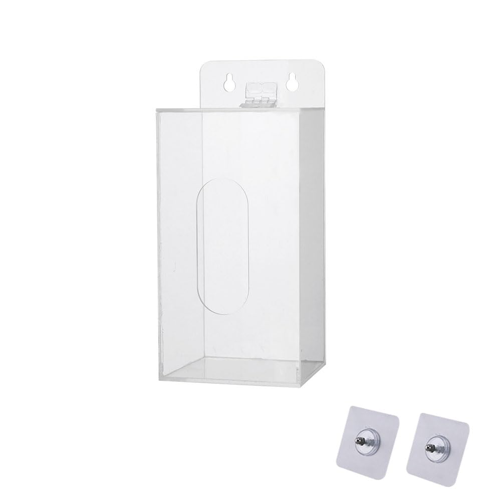 SagaSave Gesichtsmaskenspender, Acryl Einweg-Gesichtsmaske und Handschuhspender Box Halter mit Deckel, Wandhalterung Aufbewahrungsbehälter für Handschuhe, Schuhüberzüge, Haarnetze (S)