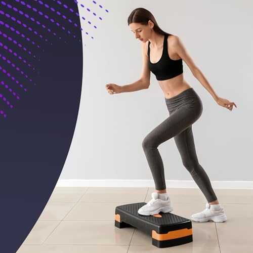 KAYMAN Exercise Steps – Fitness Stepper for Home & Gym, Suited for Aerobics, Cardio, Weights, Yoga, DVD Workout – Adjustable 2 Step Level Heights (10,15 cm) – Perfect Equipment for Fitness (Orange) - Image 6