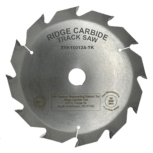 Ridge Carbide 160mm Rip Track Saw Blade | 12 Teeth | ATB Grind, 20° Hook, 20mm Bore, 1.2mm Plate Thickness, 1.8mm Kerf (TRK16012A-TK)