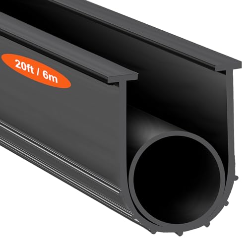 VEVOR Garage Door Seals Bottom Rubber, U Shape +O Ring Combination Garage Door Bottom Weather Seal, 20ft Weatherproofing Garage Door Seal, 5/16 inch T-ends and 3 3/4 inch Width, for Doors, Black