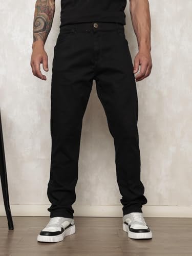 SK Jeans, Calça Jeans Reta Masculina Preta Premium Tamanho:44;Cor:Preto