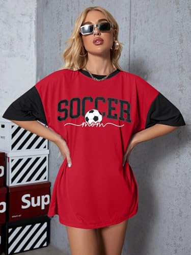 Image of ALLTB Soccer Cup 2026 Shirt Soccer Mom Shirts Women Oversized Football Match Season Jersey Bow T-Shirt Short Sleeve Top