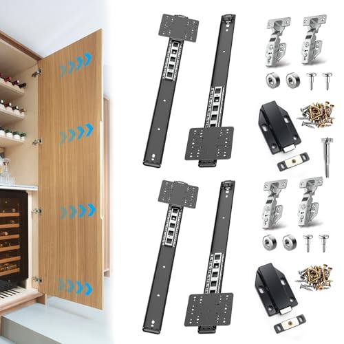 JAXYOOM 18Inch Pocket Door Hardware Slide with Hinges for Cabinets 2Set