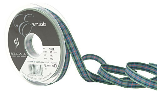 Berisfords 10 Mm Polyester Tartan Ribbon, Flower Of Scotland By